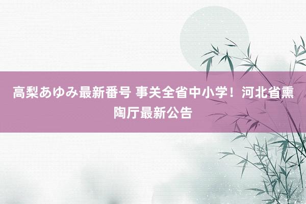高梨あゆみ最新番号 事关全省中小学!河北省熏陶厅最新公告