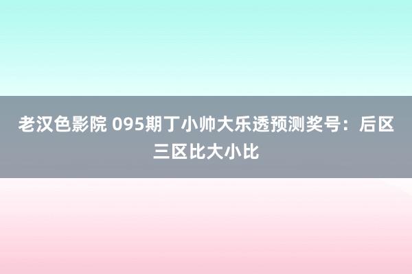 老汉色影院 095期丁小帅大乐透预测奖号:后区三区比大小比
