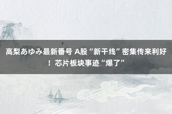 高梨あゆみ最新番号 A股“新干线”密集传来利好!芯片板块事迹“爆了”