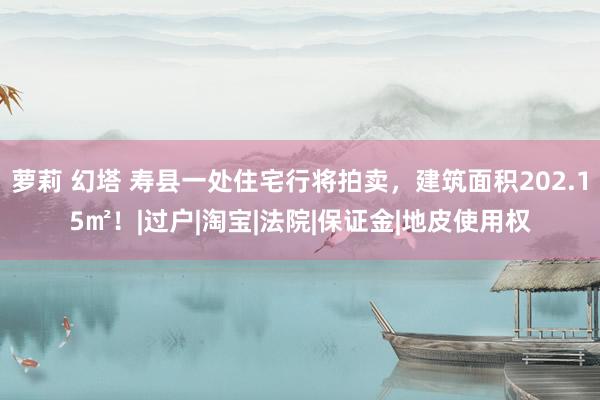 萝莉 幻塔 寿县一处住宅行将拍卖，建筑面积202.15㎡！|过户|淘宝|法院|保证金|地皮使用权